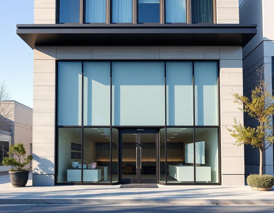 Modern commercial storefront building